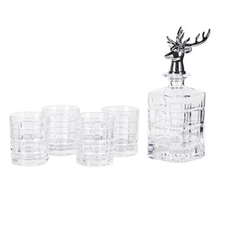 Stag Decanter & 4 Tumbler Glass Set