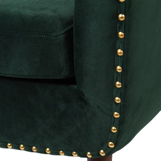 Albert armchair in heritage green with stud detailing – available at Lily Bloom, Gorey, Ireland.
