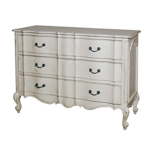 Allegra Three Drawer Chest in green grey finish, part of the Allegra bedroom furniture range, available at Lily Bloom, Gorey, Ireland and online at www.lilybloom.ie