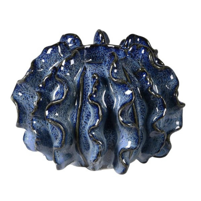 Blue Coral Effect Ceramic Candle Holder