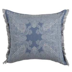 _Blue Paisley Wool Fray Edge Cushion Cover nationwide delivery www.lilybloom.ie