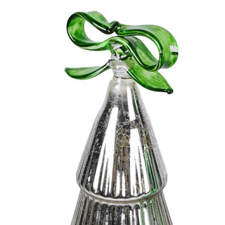 The Aurora Tree – Silver with Emerald Glass Bow