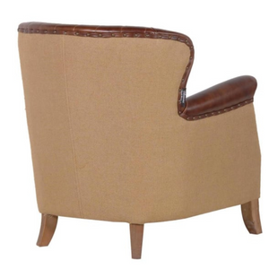 Brown Leather Armchair with Buttons