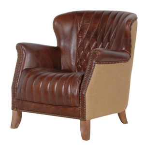 Brown Leather Armchair with Buttons nationwide delivery www.lilybloom.ie