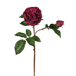 Burgundy Real Feel Rose with Leaves nationwide display www.lilybloom.ie