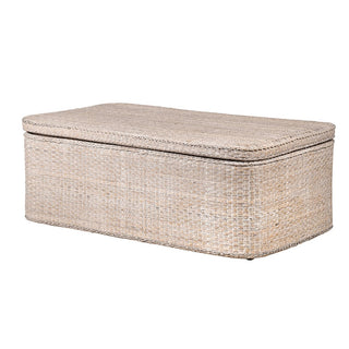 Butterworth Rattan Storage Chest with concealed storage.  White-wash finish with tray top, available at Lily Bloom, Gorey, Ireland
