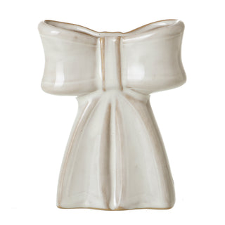 White Ceramic Bow Vase Small