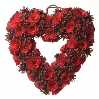 Red Pinecone Heart Wreath
