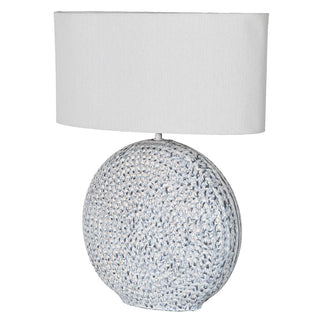 Catherine – Textured Blue Lamp with Linen Shade