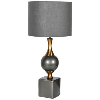 Charlotte – Grey and Gold Ball Lamp with Linen Shade