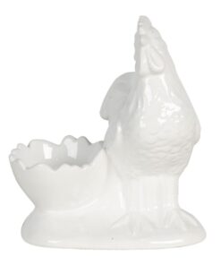 White ceramic hen egg holder styled as a tea light holder – At Lily Bloom Gorey, Ireland