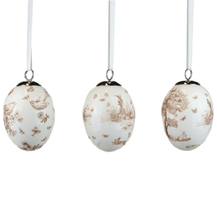 Cream and Brown Hanging Egg