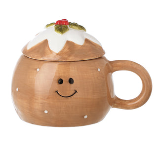 Ceramic Christmas Pud Mug with Lid