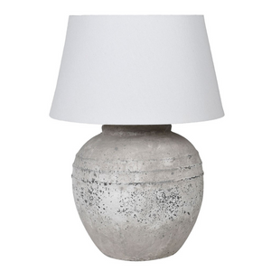 Distressed Grey Terracotta Table Lamp with Linen Shade nationwide delivery www.lilybloom.ie