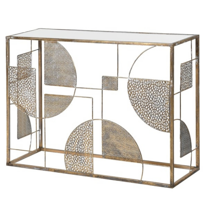 Eclipse Geometric Mirror Topped Console Table