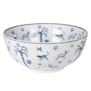 EdenBlue porcelain bowl with tropical palm and bird print in soft blue tones. Decorative use only. Available at Lily Bloom, Gorey, Ireland.