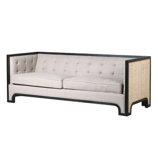 Eric Rattan-Sided 3-Seater Sofa by Lily Bloom — modern oak and rattan sofa with upholstered cushions, commercial-grade comfort and elegant natural finish.