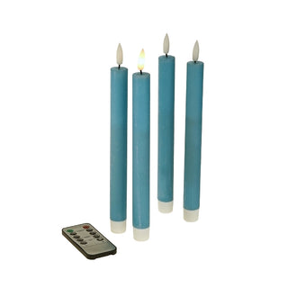 Verona – Set of 4 Blue LED Taper Candles with Remote