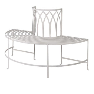 French Country Half Tree Bench Seat in cream finish, iron curved garden bench – buy online at www.lilybloom.ie or visit Lily Bloom, Gorey, Ireland