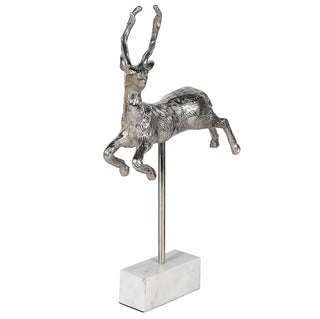 Silver Prancing Reindeer on Stand
