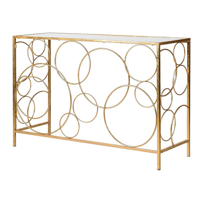 Gold Loop Mirror Top Console Table