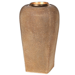 Handmade Praga gold vase with beaded detail for dried flowers. Available at Lily Bloom, Gorey, Ireland.