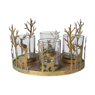 Gold Reindeer Candle Holder