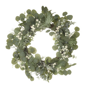 Green Leaf & White Berry Wreath Christmas nationwide delivery www.lilybloom.ie