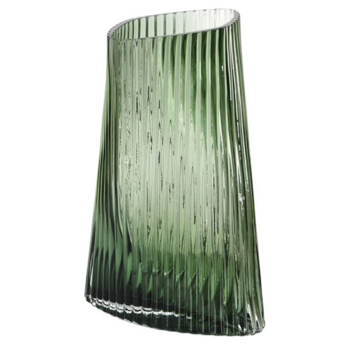 Green Ribbed Twist Vase