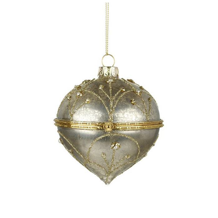 Opening Hanging Glass Bauble With Gold Rim