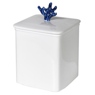 Rectangular white ceramic Harbour Jar with coral detail on lid – available at Lily Bloom, Gorey, Ireland.