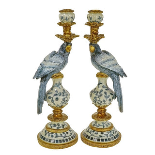 Isla – Blue & White Parrot Candle Holder