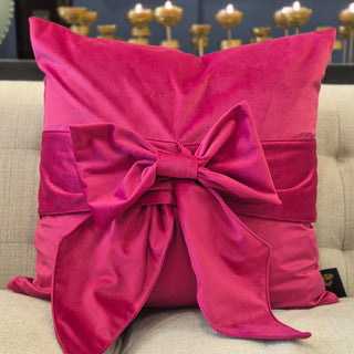 Raspberry Red /Fuschia Bow Cushion