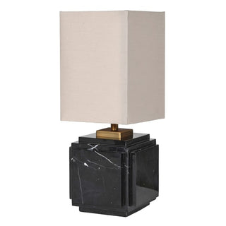 Small Black Marble square Base Lamp with Shade