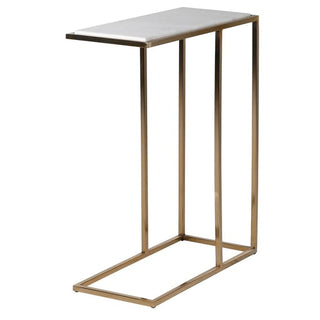 Sorrento Gold Side Table with White Marble Top