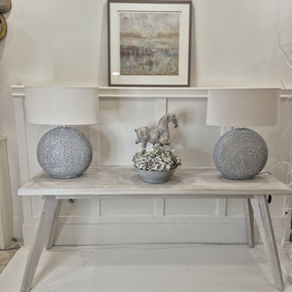 White Washed Parquet Top Console Table