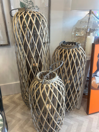 Set of 3 Willow Lanterns with LED Candles **MAY SPECIAL OFFER**