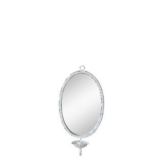 Cream Mirror with Candle Holder