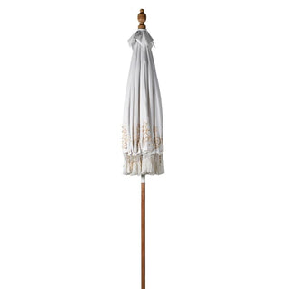 Hand Painted White Parasol with Tassels