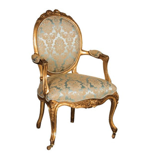 Versailles Green and Gold Damask Armchair