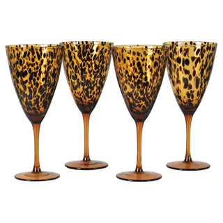 Set of 4 Leopars Print Goblets