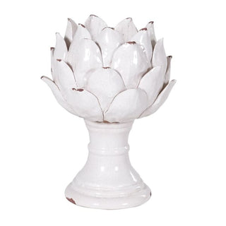 Cream Distressed Flower Candleholder