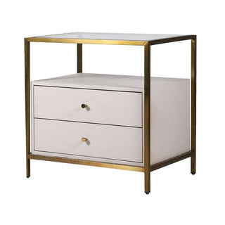 2 Drawer Bedside Table Gold and Cream