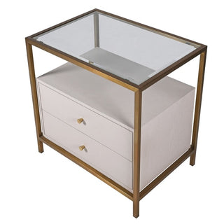 2 Drawer Bedside Table Gold and Cream