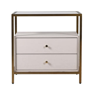2 Drawer Bedside Table Gold and Cream