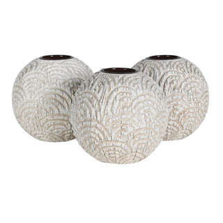 Set of 3 Scalloped Candle Holders