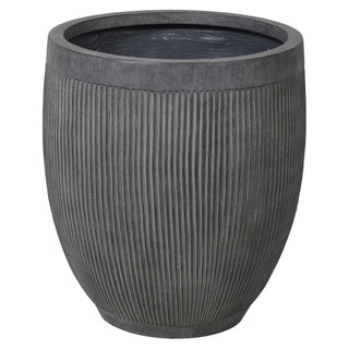 Grey Ribbed Tub Planter