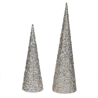 Set of 2 Glitter Cone Trees