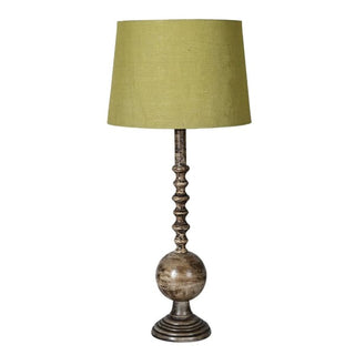 Finial Table Lamp with Fennel Green Linen Shade