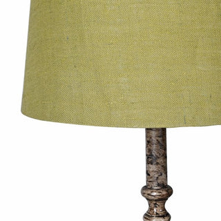 Finial Table Lamp with Fennel Green Linen Shade